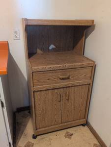 lot 346 image: Wood Cabinet with Drawer and Storage Compartment