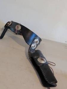 lot 505 image: Belt with gun holster and Buck 102 Fixed Blade Knife with Leather Sheath