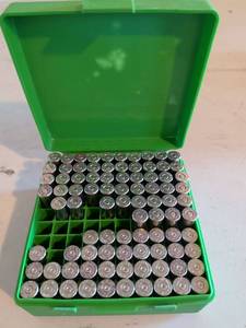 lot 513 image: Ammunition Lot 9mm Luger Cartridges Green Storage Case