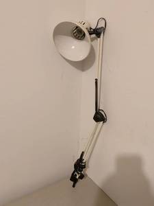 lot 543 image: Adjustable Clamp Lamp with White Shade and Black Control
