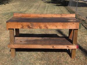lot 600 image: Two-Tier Wood Work Bench.