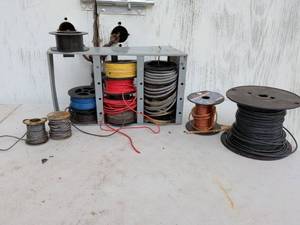 lot 651 image: Electrical Wire and Cable Spools Lot Storage Rack