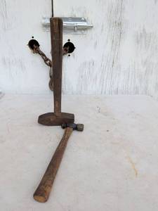 lot 676 image: Vintage Ball-Peen Hammer and Hand Sledge with Wooden Handle