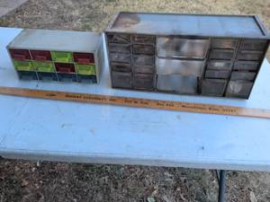 lot 792 image: 2 Plastic Parts Organizer Storage Cabinets with Hardware and Fasteners