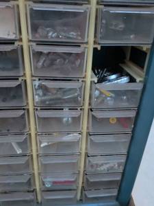 lot 799 image: VanCamps 60-Drawer Plastic Storage Cabinet with Hardware