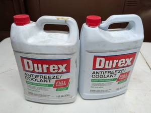 lot 811 image: Durex AntifreezeCoolant Full Strength Classic Green Formula 1 US Gal (3.78 L) Lot of 2 One full one about half full