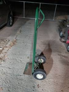 lot 836 image: Green Two-Wheel Hand Truck Dolly with 10 Pneumatic Tires