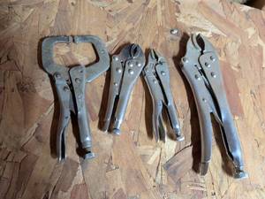 lot 840 image: Locking Pliers Set 6-Piece C-Clamp Curved Jaw Straight Jaw