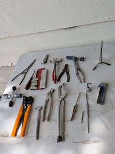 lot 911 image: Jewelers Hand Tool Lot Wire Stripper Pliers Hammer Anvil Files Screwdrivers