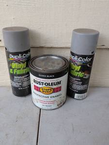 lot 1006 image: Rust-Oleum Stops Rust Gloss Black Protective Enamel 32oz & Dupli-Color Vinyl Fabric Coating 11oz Spray Paint Lot