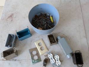 lot 1022 image: Electrical Supplies Lot Nails Boxes Outlets Covers Receptacles