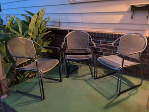 lot 1035 image: Set of 4 Stackable Patio Chairs with Mesh Seat and Back