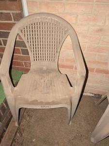 lot 1036 image: Plastic Stacking Chairs with Perforated Backrest 2-Piece Lot