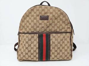 lot 58467 image: Gucci GG Monogram Canvas Backpack w Web Stripe