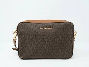 lot 62732 image: Michael Kors Signature Crossbody Bag with Tan Leather Trim