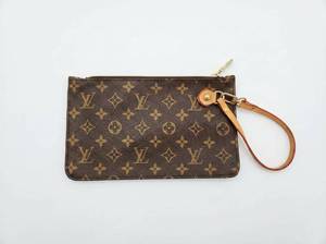 lot 62754 image: Louis Vuitton Monogram Pochette Wristlet w Orange Strap