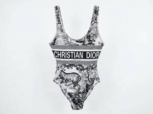 lot 62759 image: Christian Dior Paris Toile Print One-Piece Swimsuit Size M
