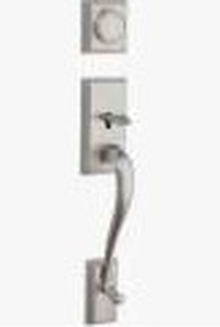 lot 20661 image: Kwikset 802HE-LIP 15 Hawthorne Dummy Handleset Satin Nickel