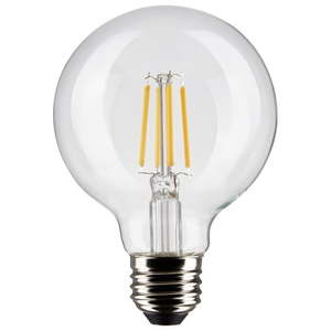 lot 20753 image: Satco S21237 6W LED G25 Dimmable Bulb Clear, 3 Pack
