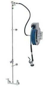 lot 20952 image: Wall Mount Hose Reel System 8 Mixing Faucet  Retail $3756