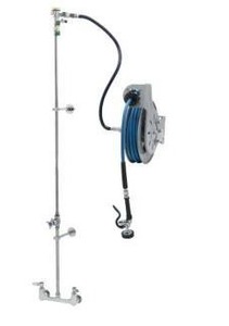 lot 20953 image: Wall Mount Hose Reel System 8 Mixing Faucet  Retail $3756