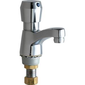 lot 21009 image: Chicago Faucets Single Supply HotCold Basin Faucet Chrome  Retail $75