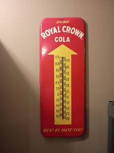 Metal Royal Crown Cola thermometer 26 x 10 in