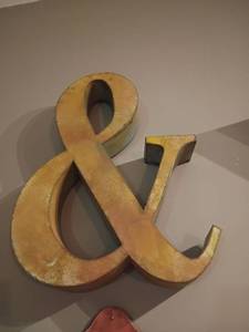 lot 937 image: Large ampersand Sign.   Approximately 28in tall.   Bring ladder to remove from wall
