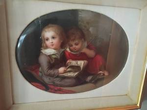 lot 975 image: Another Framed, Oval, Convex Hand Painted Porcelain Plaque.  10 x 12