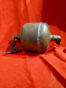 lot 1056 image: Cylindrical Metal Tank with Pipe Fittings and Chain