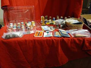 lot 1064 image: Sewing & Needlework Lot Thread Spools Buttons Storage Case