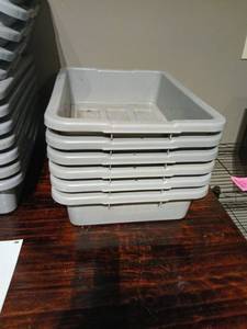 lot 1086 image: Light gray Plastic food bus Bins  6-Count 20x15x5