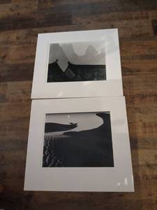 lot 1092 image: Canvas Boards Purple and White 40x32 and Chris Honeysett prints see picture of damage