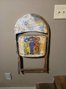 lot 1099 image: Metal Folding Chair with Printed Seat Graphic