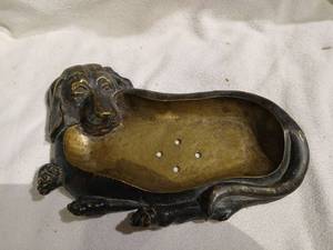 lot 1117 image: Dachshund Dog-Shaped Decorative Brass Tray