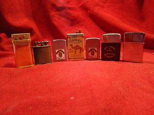 lot 1149 image: Lot of 7 Vintage Lighters Camel Filters Wichita Kansas Denning