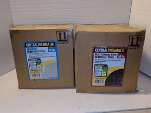lot 1317 image: Central Pneumatic Blast Media 80 Grit Glass Bead 25 lbs and 70 Grit Black Aluminum Oxide 50 lbs Lot