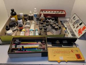 lot 1326 image: Photo retouching paint, inks, crayons and more