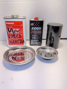 lot 1341 image: Magnetic tool dishes  with Zippo Lighter Fuel and Accessories
