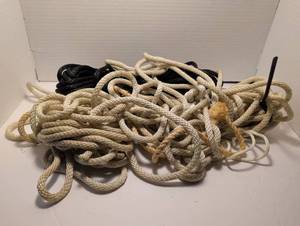 lot 1378 image: Braided Rope Lot White and Black Twisted Cord Bundle