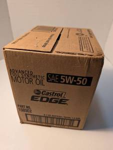 lot 1441 image: 2 boxes, 6 each 1 qt bottles. Castrol EDGE Advanced Full Synthetic Motor Oil SAE 5W-50 total of 3 gallons