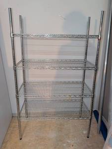 lot 1456 image: 4-Tier Wire Shelving Unit with Metal Frame and Wire Shelves 59x35x18