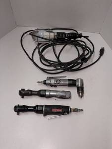 lot 1464 image: Air Tools Lot Craftsman Central Pneumatic 38 Drive Ratchet Angle Drill and light