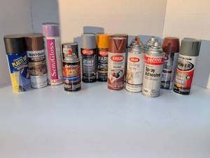 lot 1471 image: Mixed Spray Paint and Adhesive Lot 13 Cans Krylon Rust-Oleum Loctite