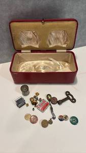 lot 1503 image: Collectible Pins Medals Badges with Red Storage Case and more