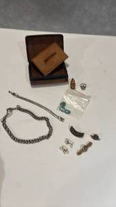 lot 1513 image: Jewelry Box with Bracelets, Earrings, Brooches Pins and Turquoise