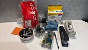 lot 1516 image: Office Supply Lot Staplers Binder Clips Staples CD Sleeves