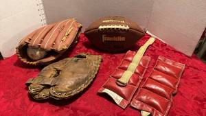 lot 1582 image: Franklin football, mitts and ankle weights
