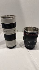 lot 1660 image: Canon lense like travel mug and mug