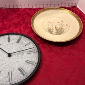 lot 1699 image: Decorative plate and clock